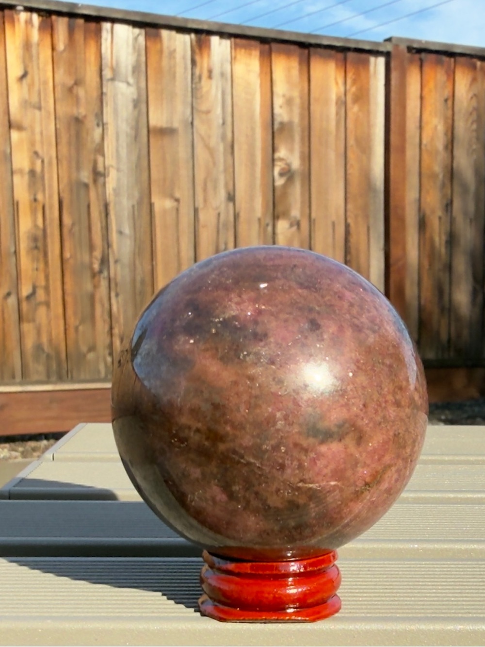 Large Rhodonite Crystal Sphere 63mm | Natural Pink Black Rhodonite Ball Pyrite